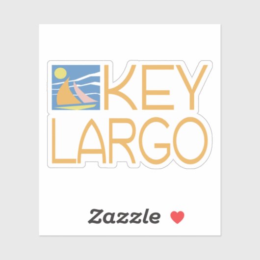 Key Largo Typografisches Design mit Boat Aufkleber (Blatt)