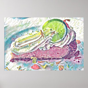 Key Limon Pie Watercolor von Key West, Florida Poster
