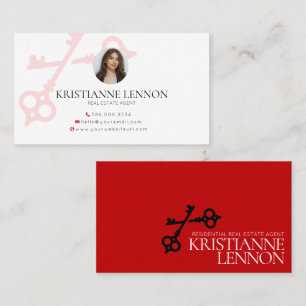 Key Logo Red Modern Real Anwesen oder Miete Agent Visitenkarte