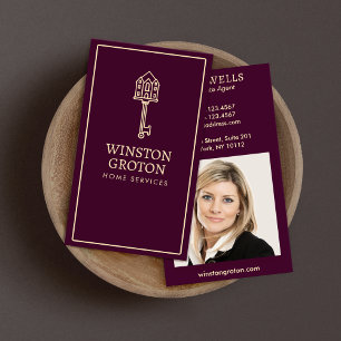 Key Real Anwesen Agent Foto Burgundy Visitenkarte