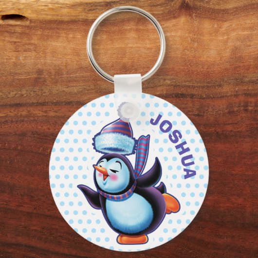 Key Ring Weihnachten Skaten Pinguin. Schlüsselanhänger (Vorderseite)