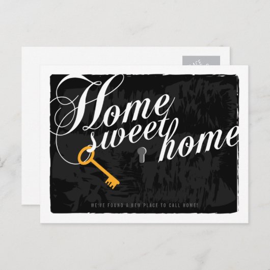Key Stilvoll Elegant Black New Address Postcard Ankündigungspostkarte (Vorne/Hinten)