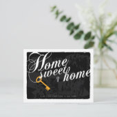 Key Stilvoll Elegant Black New Address Postcard Ankündigungspostkarte (Stehend Vorderseite)