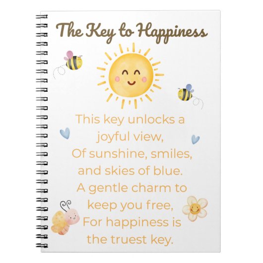 Key to Happy Notebook - Inspirational Journal Notizblock (Vorderseite)