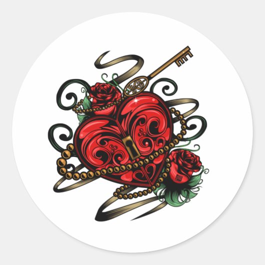 Key To My Heart T-Shirt Runder Aufkleber (Vorderseite)