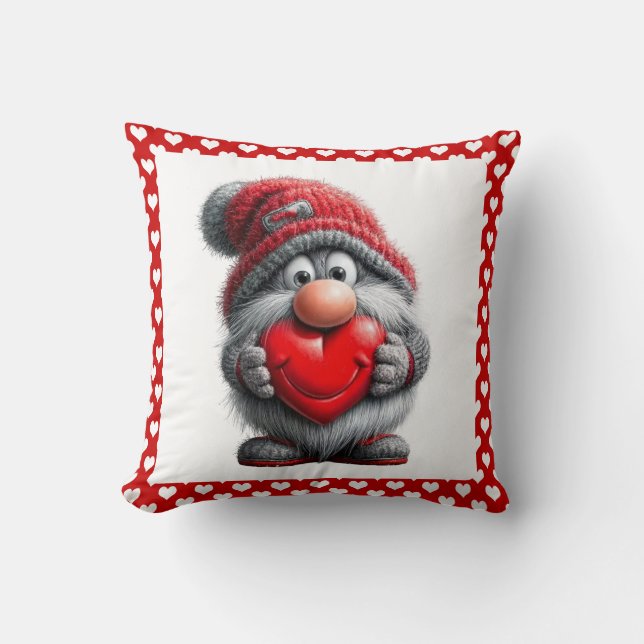 "Key to My Heart" Whimsical Gnome Kissen (Vorderseite)
