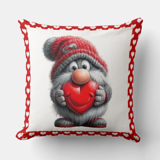 "Key to My Heart" Whimsical Gnome Kissen (Vorderseite)