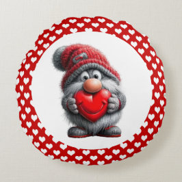 "Key to My Heart" Whimsical Gnome Rundes Kissen