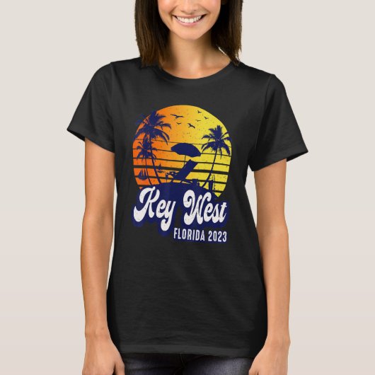 Key West 2023 Florida Sunset Beach Retro_1 T-Shirt (Vorderseite)
