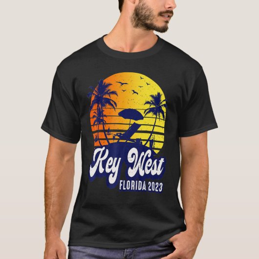 Key West 2023 Florida Sunset Beach Retro T-Shirt (Vorderseite)