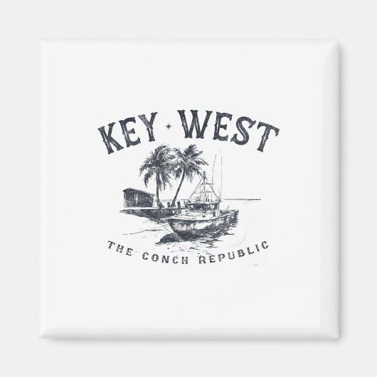 Key West Angelboot Conch Republic Tackle Geschenk Magnet (Vorne)