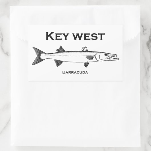 Key West Barracuda Rechteckiger Aufkleber (Tasche)
