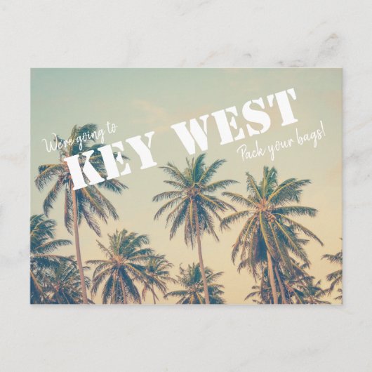 Key West Beach Palm Tree Daten retten Postkarte (Vorderseite)