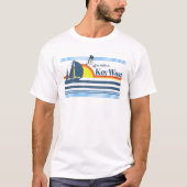Key West - Beach Retro 70er 80er Island Segelboot T-Shirt (Vorderseite)