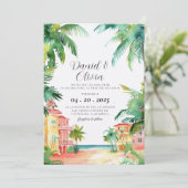 Key West FL Aquarell-Hochzeit Einladung (Stehend Vorderseite)