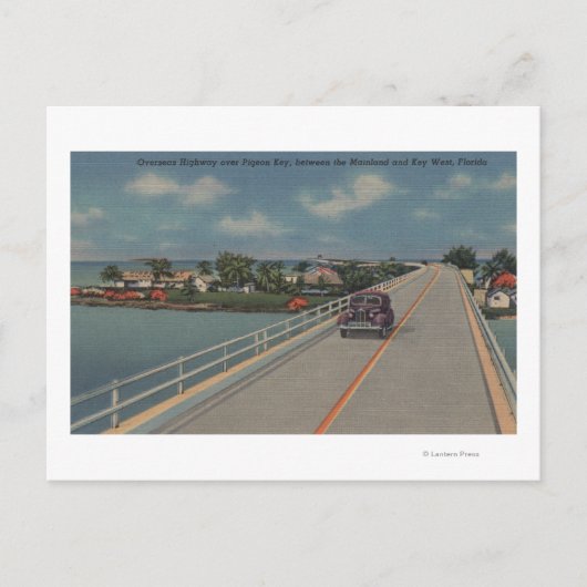 Key West, FL - Autobahn zwischen Festland und Keys Postkarte (Vorderseite)