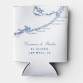 Key West FL Map Elegant Navy Blue Gastgeschenk Hoc Dosenkühler (Vorderseite)