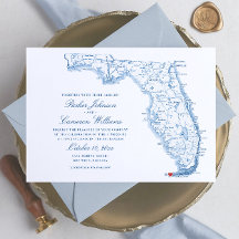Key West FL Map Elegant Navy Blue Wedding