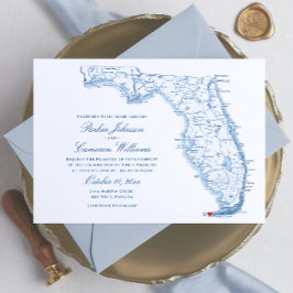 Key West FL Map Elegant Navy Blue Wedding Einladung