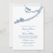 Key West FL Map Elegant Navy Blue Wedding Einladung (Vorderseite)