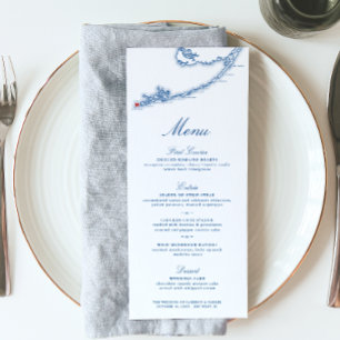 Key West FL Map Elegant Navy Blue Wedding Menükarte