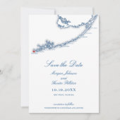 Key West FL Map Elegant Navy Blue Wedding Save The Date (Vorderseite)