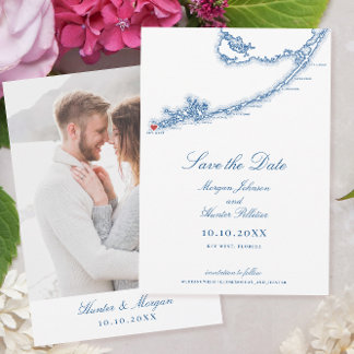 Key West FL Map Elegant Navy Blue Wedding Save The Date