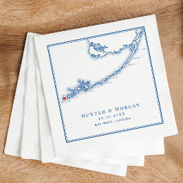 Key West FL Map Elegant Navy Blue Wedding Serviette