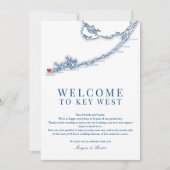 Key West FL Navy Blue Wedding Willkommensreise Dankeskarte (Vorderseite)
