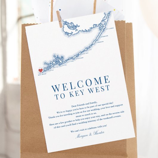 Key West FL Navy Blue Wedding Willkommensreise Dankeskarte