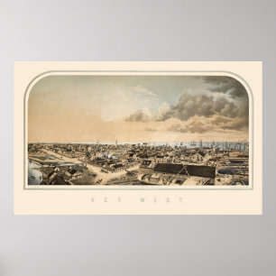 Key West FL Panorama Karte 1855 Poster