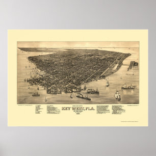 Key West, FL Panoramic Map - 1884 Poster