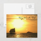 Key West, FL Sailboat Sunset Postcard Postkarte (Vorne/Hinten)
