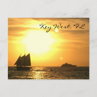 Key West, FL Sailboat Sunset Postcard Postkarte