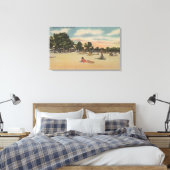 Key West, FL - View South Beath w/Sunbathers Leinwanddruck (Insitu (Schlafzimmer))