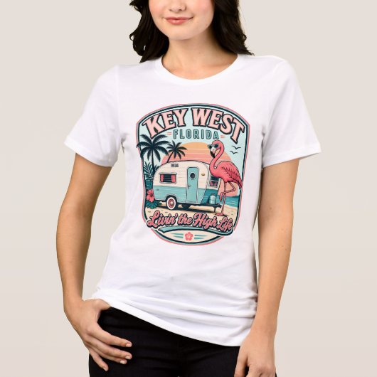 Key West Flamingo Camper Florida Keys Tri-Blend Shirt (Vorderseite)