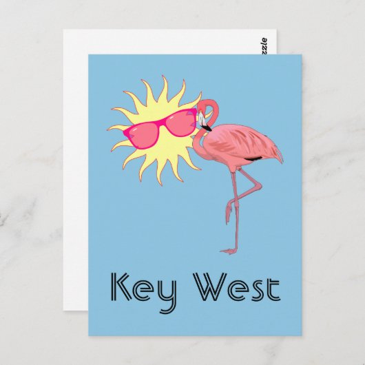 Key West Flamingo Postkarte (Vorne/Hinten)