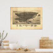 Key West Florida 1884 Antique Panoramabalkarte Poster (Küche)