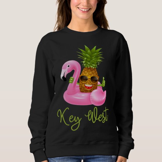 Key West Florida Beach Tropical Flamingo Pineappl Sweatshirt (Vorderseite)