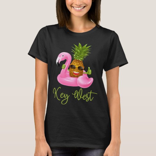 Key West Florida Beach Tropical Flamingo Pineappl T-Shirt (Vorderseite)