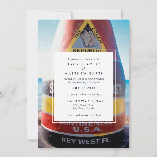 Key West Florida Beach Wedding Einladung (Vorderseite)