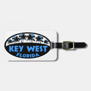 Key West Florida blaue schwarze Palmen Gepäckanhänger