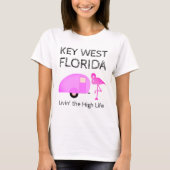 Key West Florida Camping Thema Pink Flamingo T-Shirt (Vorderseite)