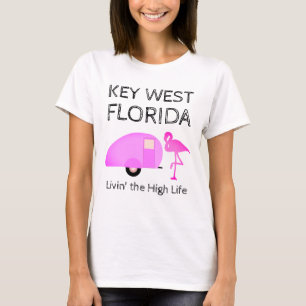 Key West Florida Camping Thema Pink Flamingo T-Shirt