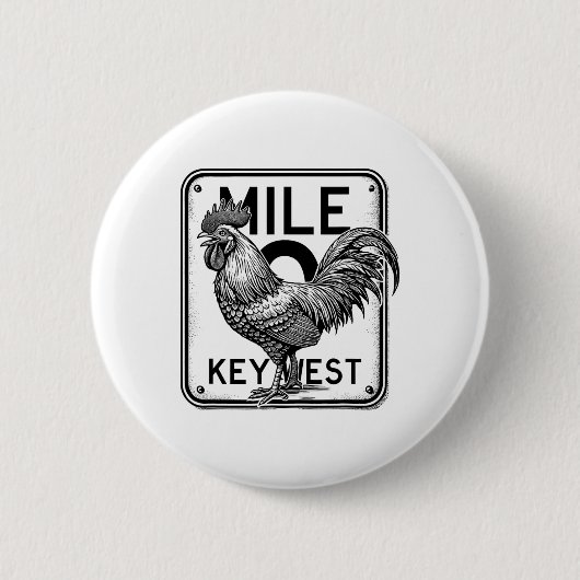 Key West Florida Chicken Retro-Meile 0 Hahn Meile Button (Vorderseite)