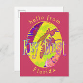 Key West Florida farbenfrohe tropische Palmenblätt Postkarte (Vorne/Hinten)