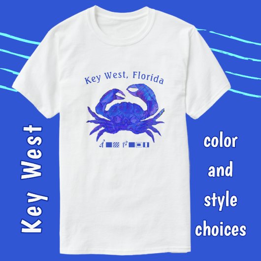Key West Florida farbenfroher Ozean Blauer Krebs T-Shirt