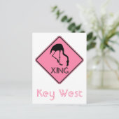 Key West Florida Flamingo Crossing Sign Postkarte (Stehend Vorderseite)