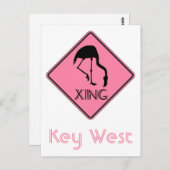 Key West Florida Flamingo Crossing Sign Postkarte (Vorne/Hinten)