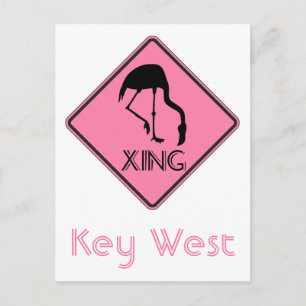 Key West Florida Flamingo Crossing Sign Postkarte
